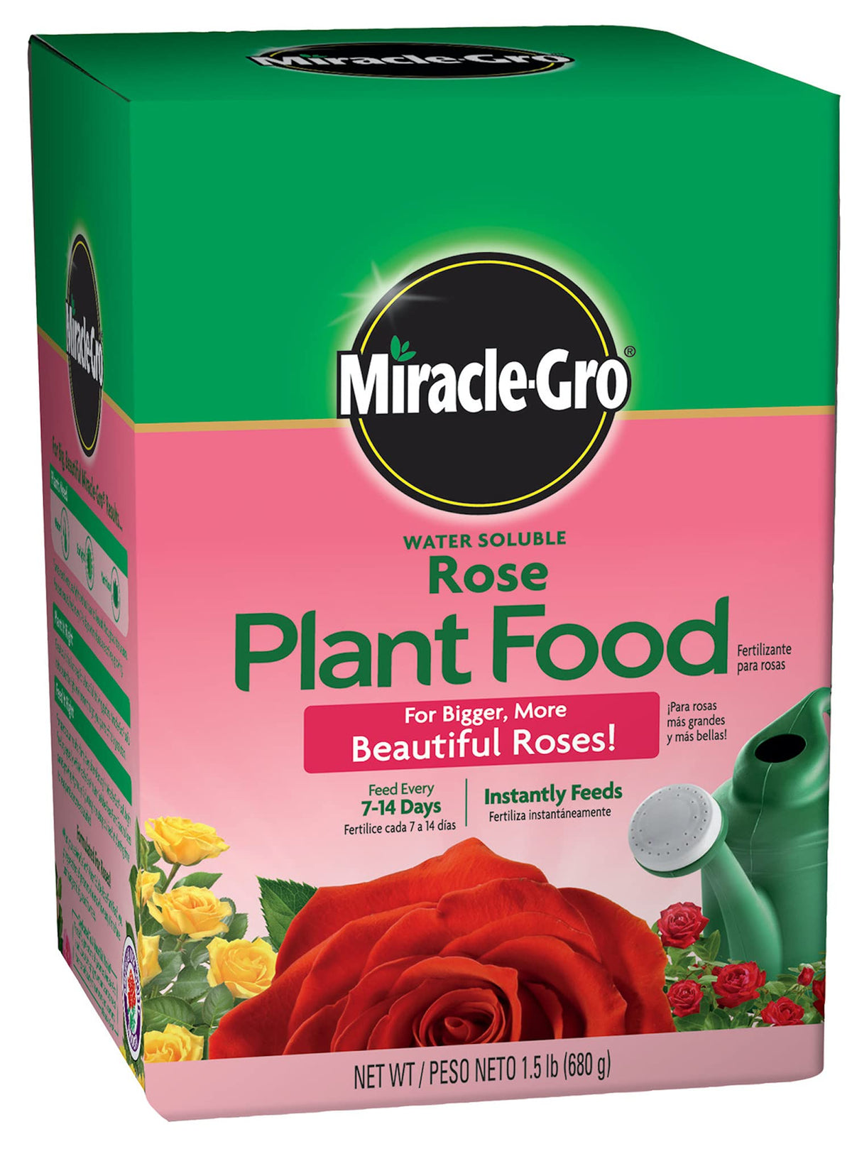 Miracle-Gro Water Soluble Rose Food bottle ready for easy feeding to boost blooms