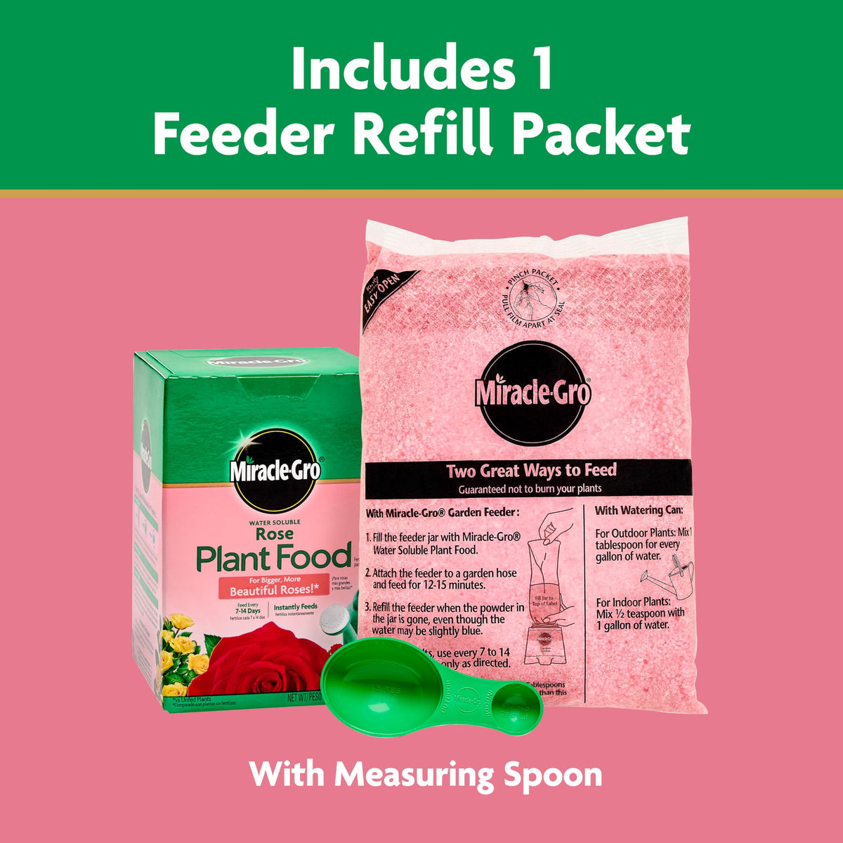 Miracle-Gro Water Soluble Rose Food label with instructions for safe, effective use