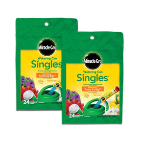 Miracle-Gro Watering Can Singles packaging close-up for quick, mess-free feeding