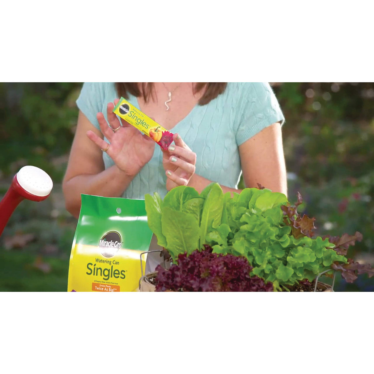 Miracle-Gro Watering Can Singles promote vibrant green leaves with regular feeding