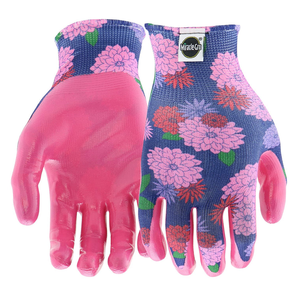 Miracle-Gro Womens nitrile gloves water-resistant palm for dry hands during wet work