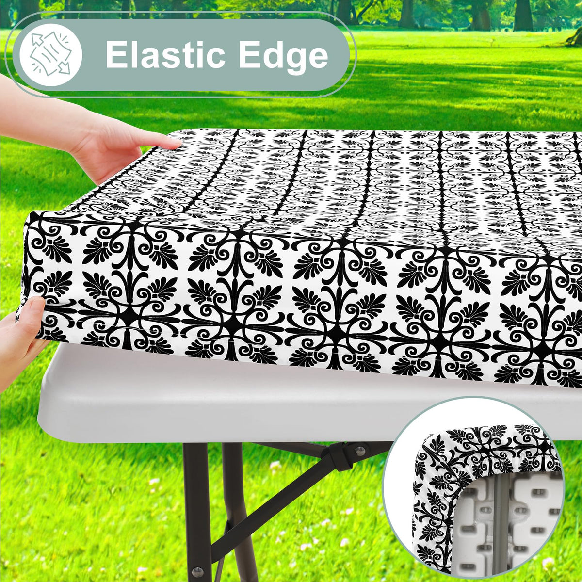 Misaya 72x30 rectangle tablecloth black for versatile outdoor dining.