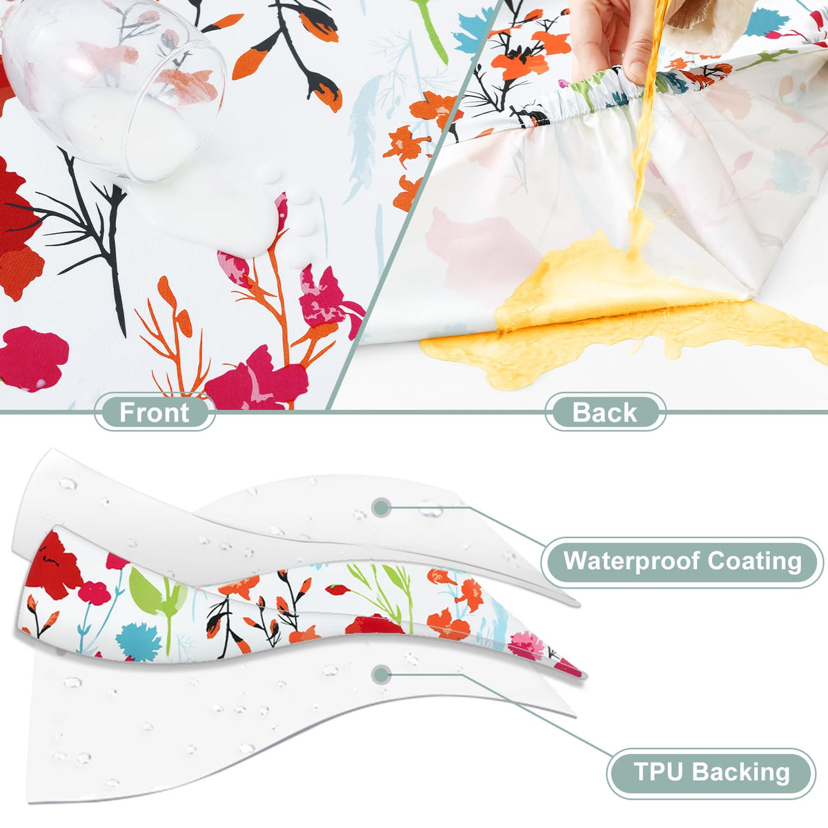 Misaya bench cover with flower pattern snugly fits 72x12 benches for picnics