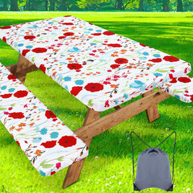 Misaya picnic table cover with flower pattern protects a 72x30 outdoor table for gatherings