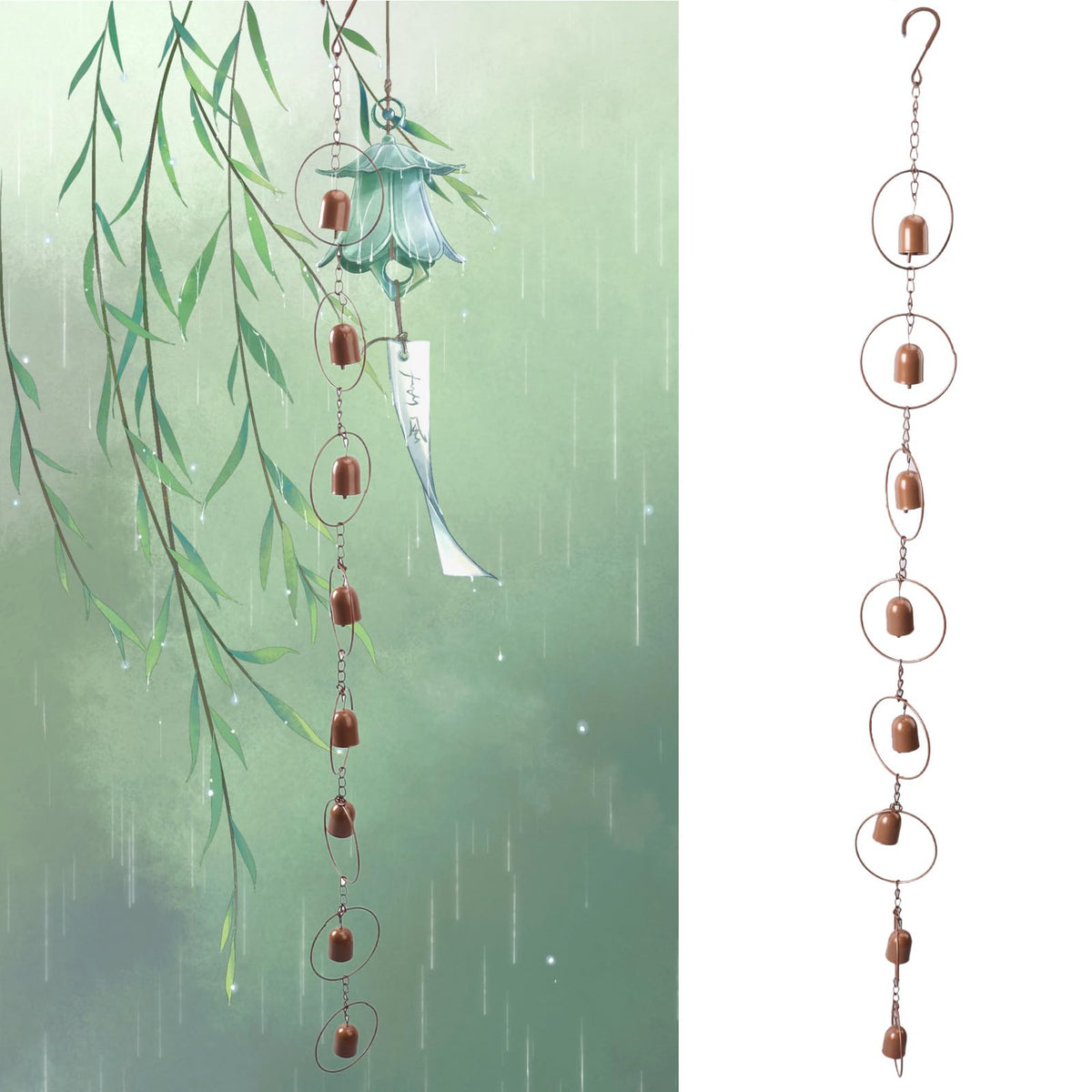 Miskall downpipe drainage rain chime for elegant outdoor water flow