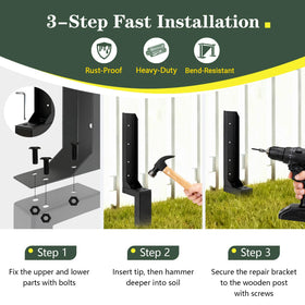 Misoull easy-install fence post anchor demonstrates bolt and screw assembly