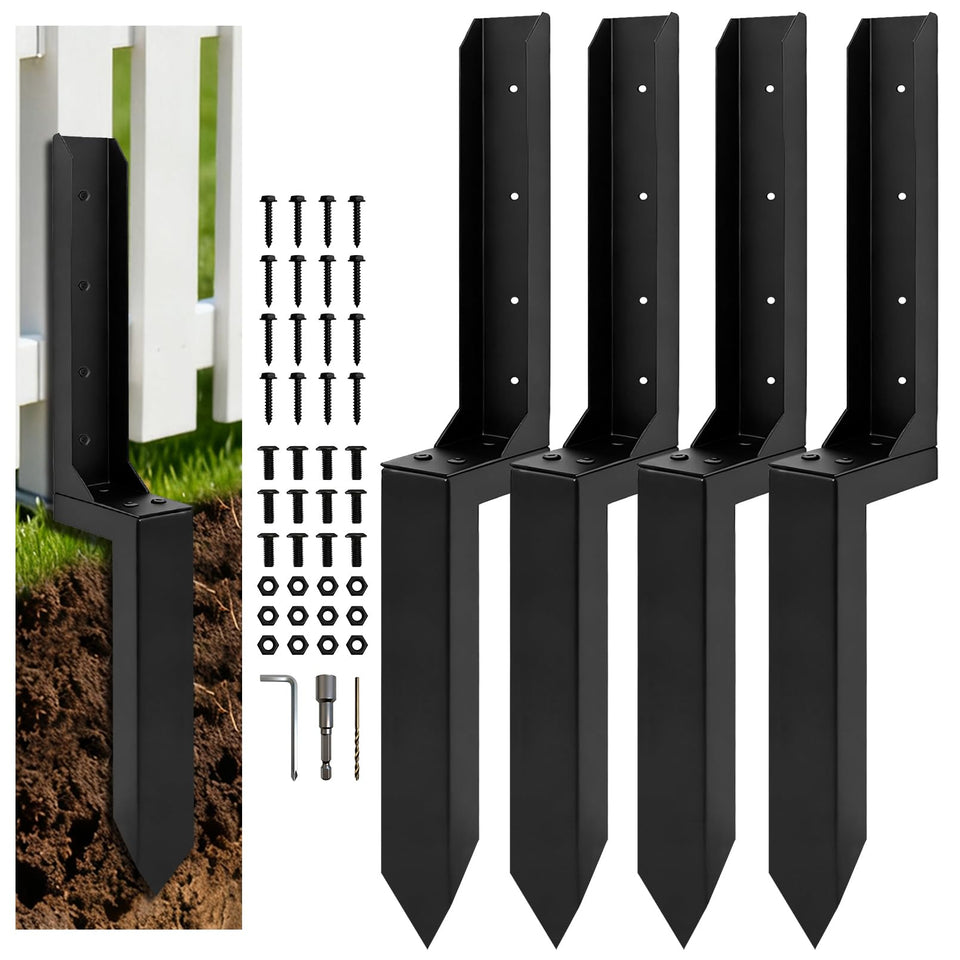 Misoull heavy-duty fence post anchor pack seen from front view for robust stabilization