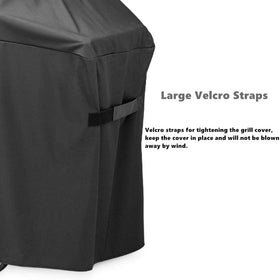 Velcro straps secure the MissGrill 7130 cover during windy days