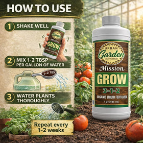 Mission Fertilizer Grow 3-1-2 supports balcony garden crops.