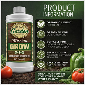 Mission Fertilizer Grow 3-1-2 being mixed with water for easy feeding.