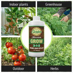 Mission Fertilizer Grow 3-1-2 supports indoor potted plants.
