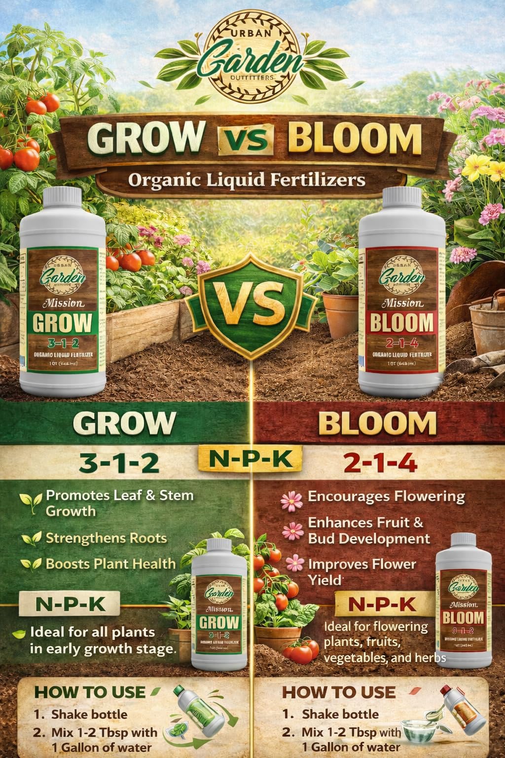 Mission Fertilizer Grow 3-1-2 organic blend nourishes soil biology.