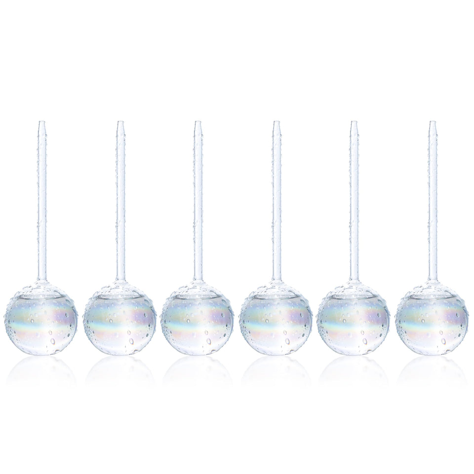 Mission Gallery clear plant watering globes set of 6 in glass for convenient auto irrigation.