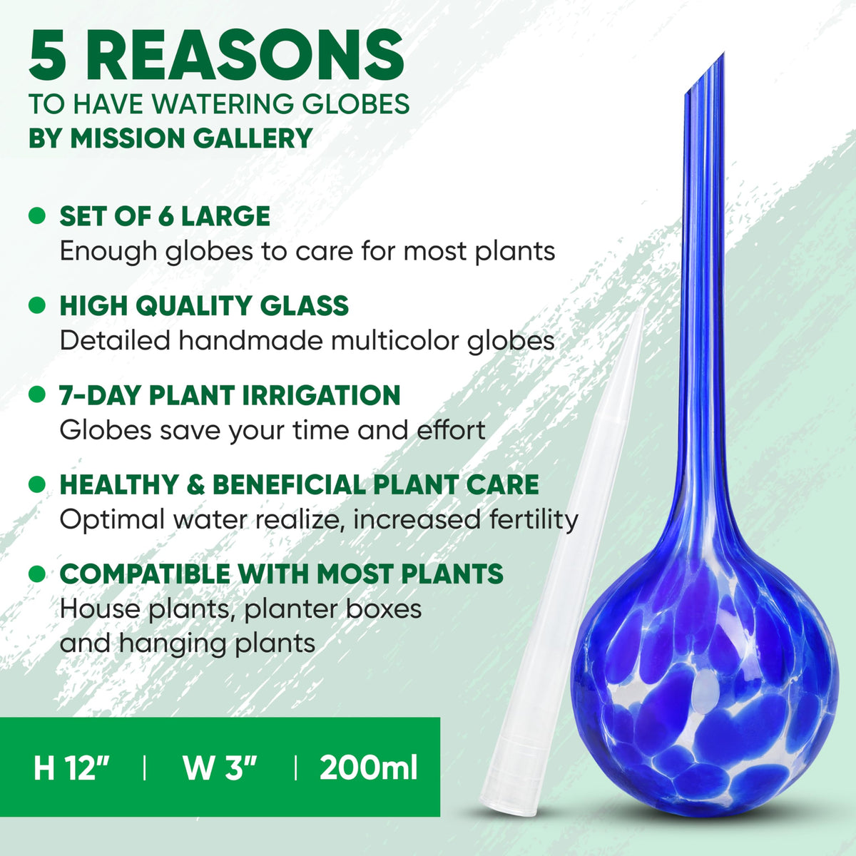 Mission Gallery colorful glass globes for indoor plants and style.
