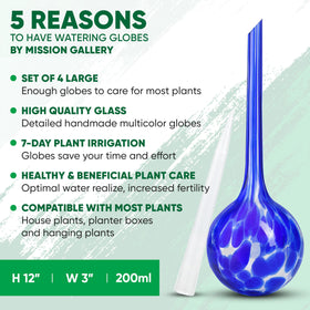 Mission Gallery self-watering bulbs help busy plant owners keep soil evenly moist.