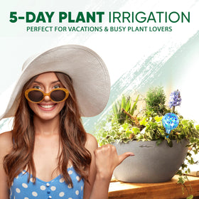 Mission Gallery globes-on-planters with hanging-plants — suitable for balcony and porch setups.