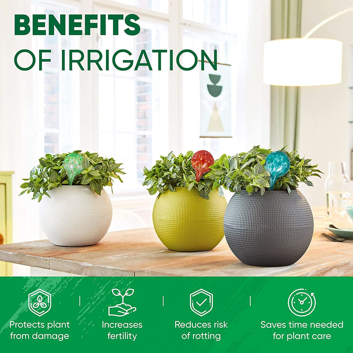 Mission Gallery multicolored-watering-globes — decorative and functional for home planters.