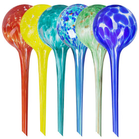 Mission Gallery plant watering globes in glass, ideal for indoor and outdoor plants.