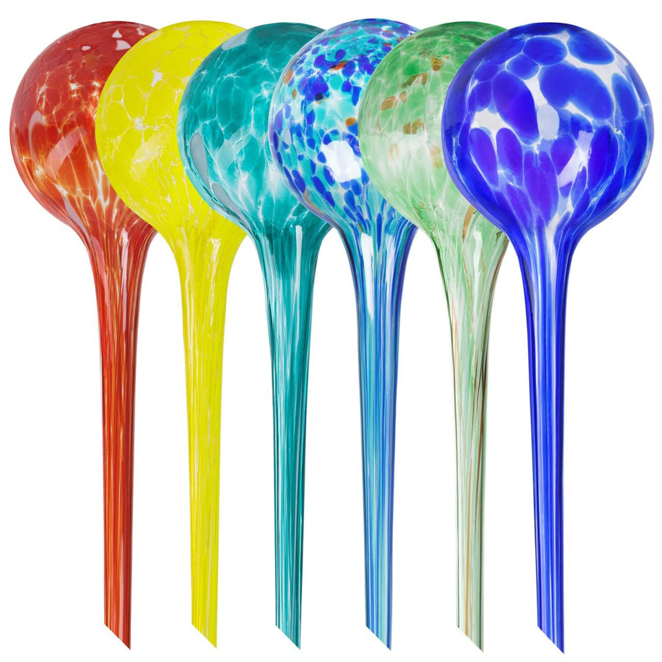 Mission Gallery plant watering globes in glass, ideal for indoor and outdoor plants.