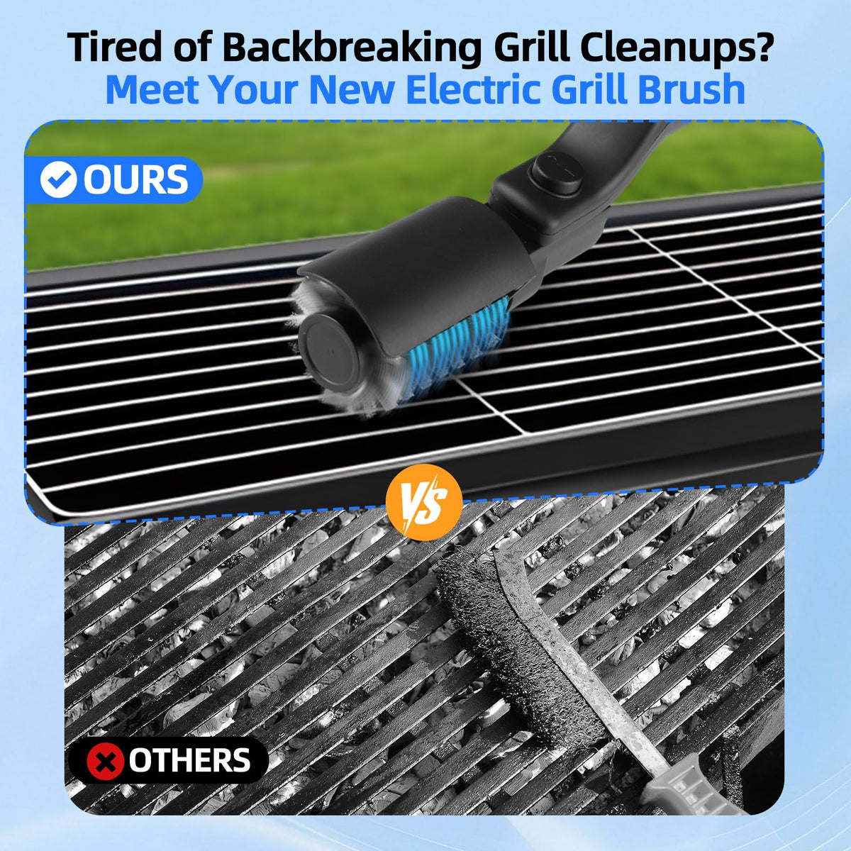 Mistcado cordless grill cleaner powered by 2600mAh battery for long cleaning sessions.