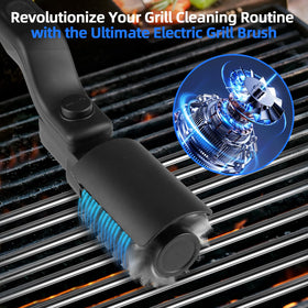 Mistcado electric grill brush with 180-degree adjustable head reaches every grate angle.