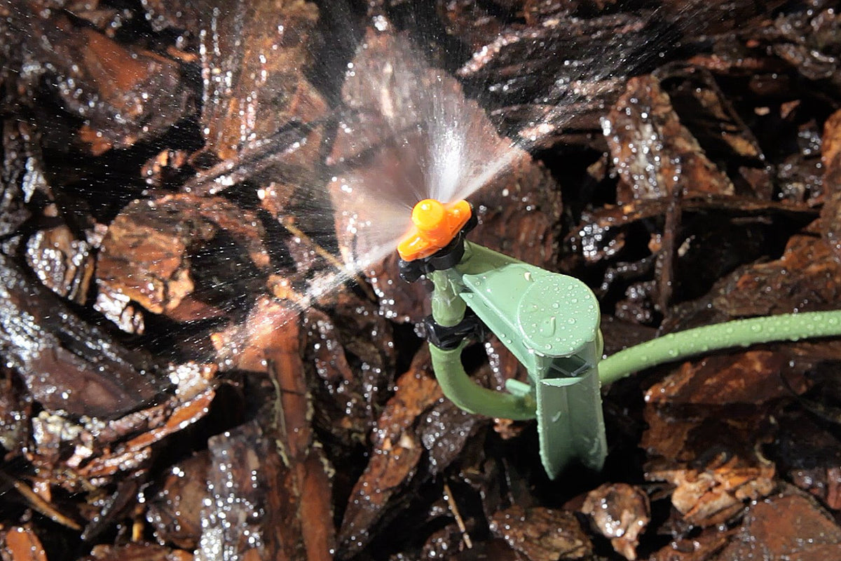 Mister Landscaper 180° spray delivers low flow irrigation on standard tubing