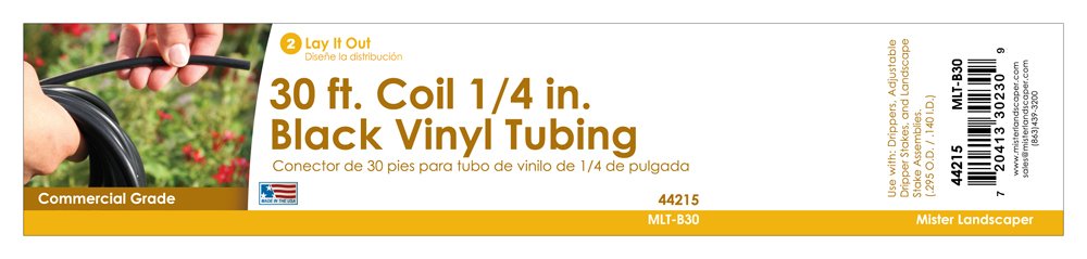 Mister Landscaper black 1/4in vinyl tubing packaged for storage