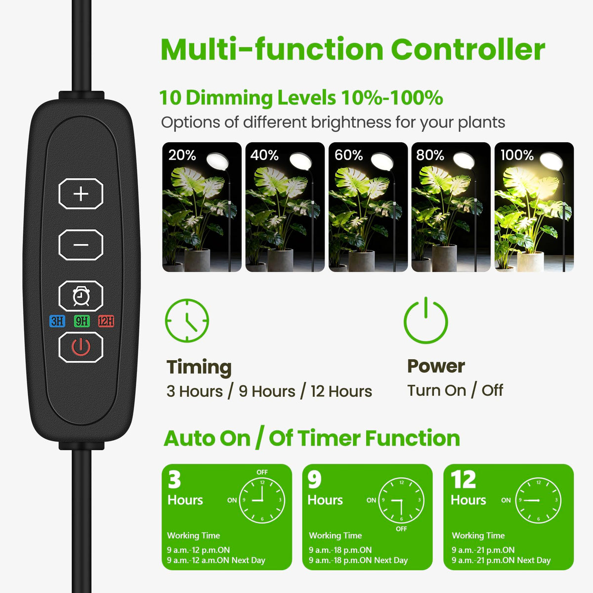 MistyJungle auto-timer 3/9/12h ensures consistent light schedules