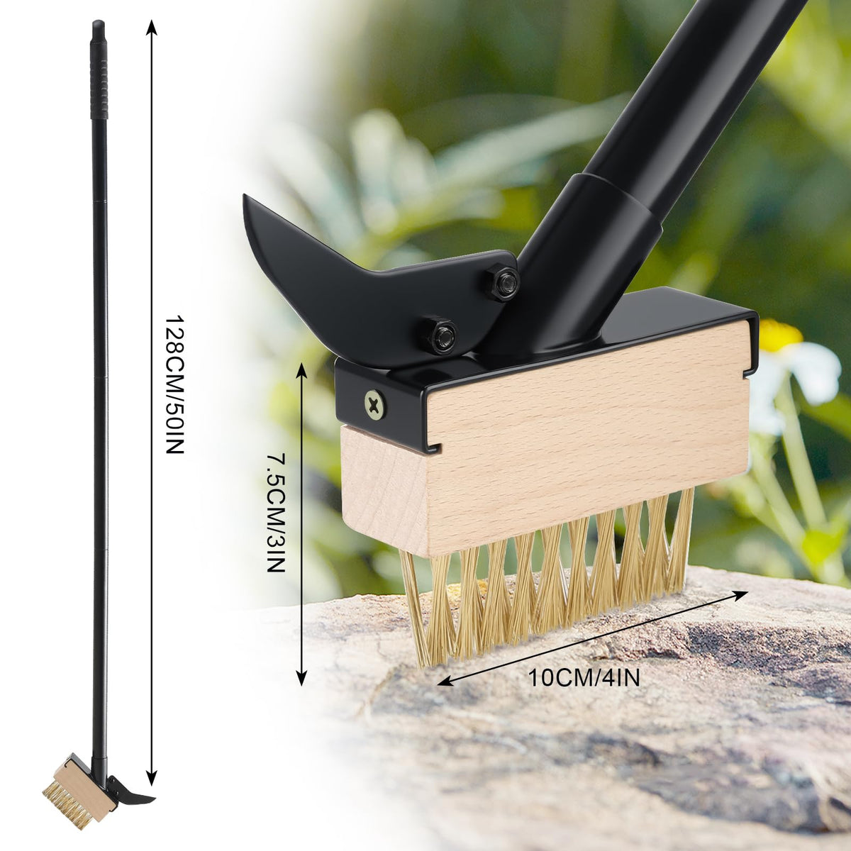 Mitclear curved metal scraper loosens weeds in tight gaps