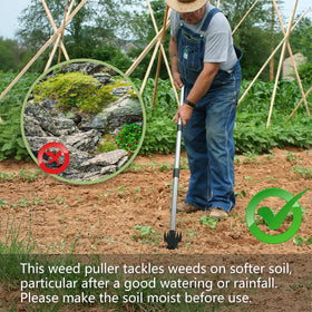 Mitclear garden hoe with curved blade for precise soil cutting and root disruption.