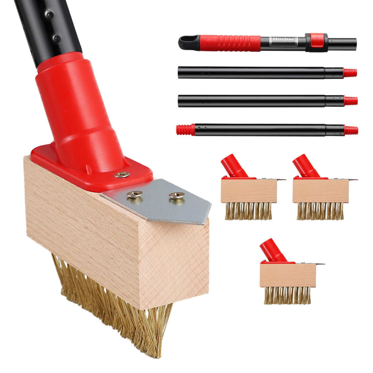 Mitclear moss remove brush with long handle reaching cracks easily.