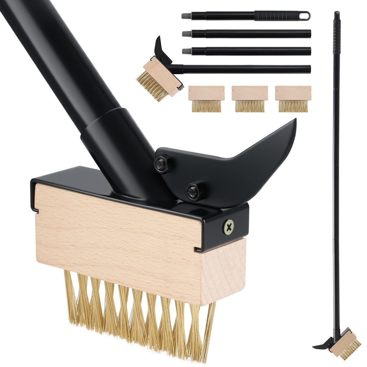 Mitclear weed moss remover brush with 50in handle for extended roof and crack cleaning