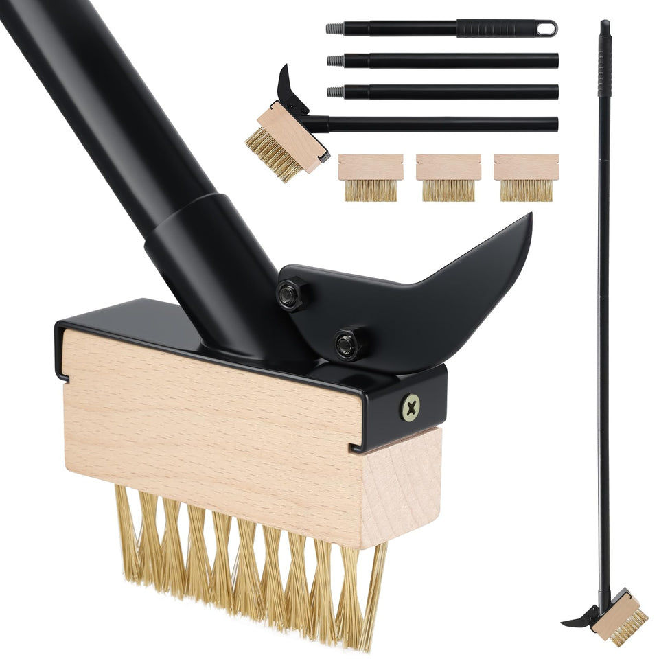 Mitclear weed moss remover brush with 50in handle for extended roof and crack cleaning