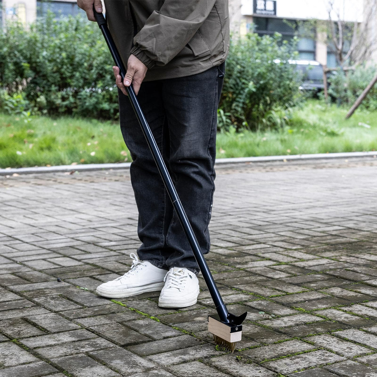 Mitclear wood brush head cleans deck joints with durable, rust-resistant bristles
