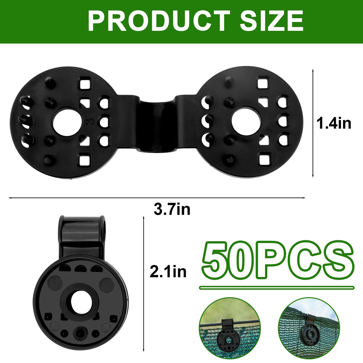 Mity Rain shade clips help secure garden netting quickly and neatly.
