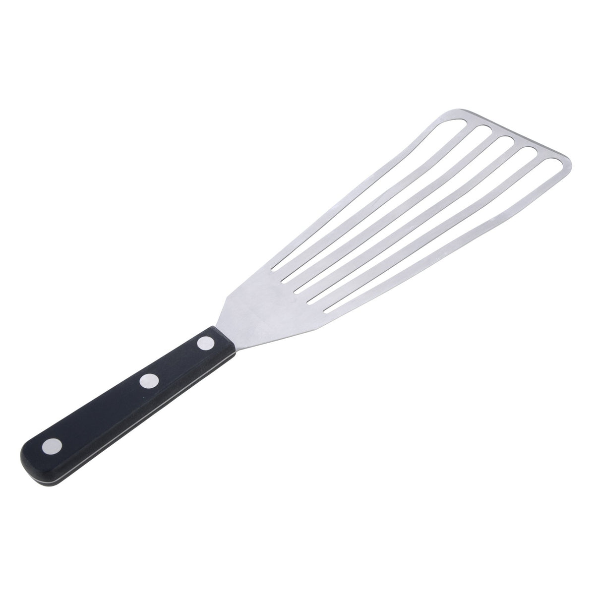MIU France fish spatula with slotted head drains grease while flipping delicate fish fillets.