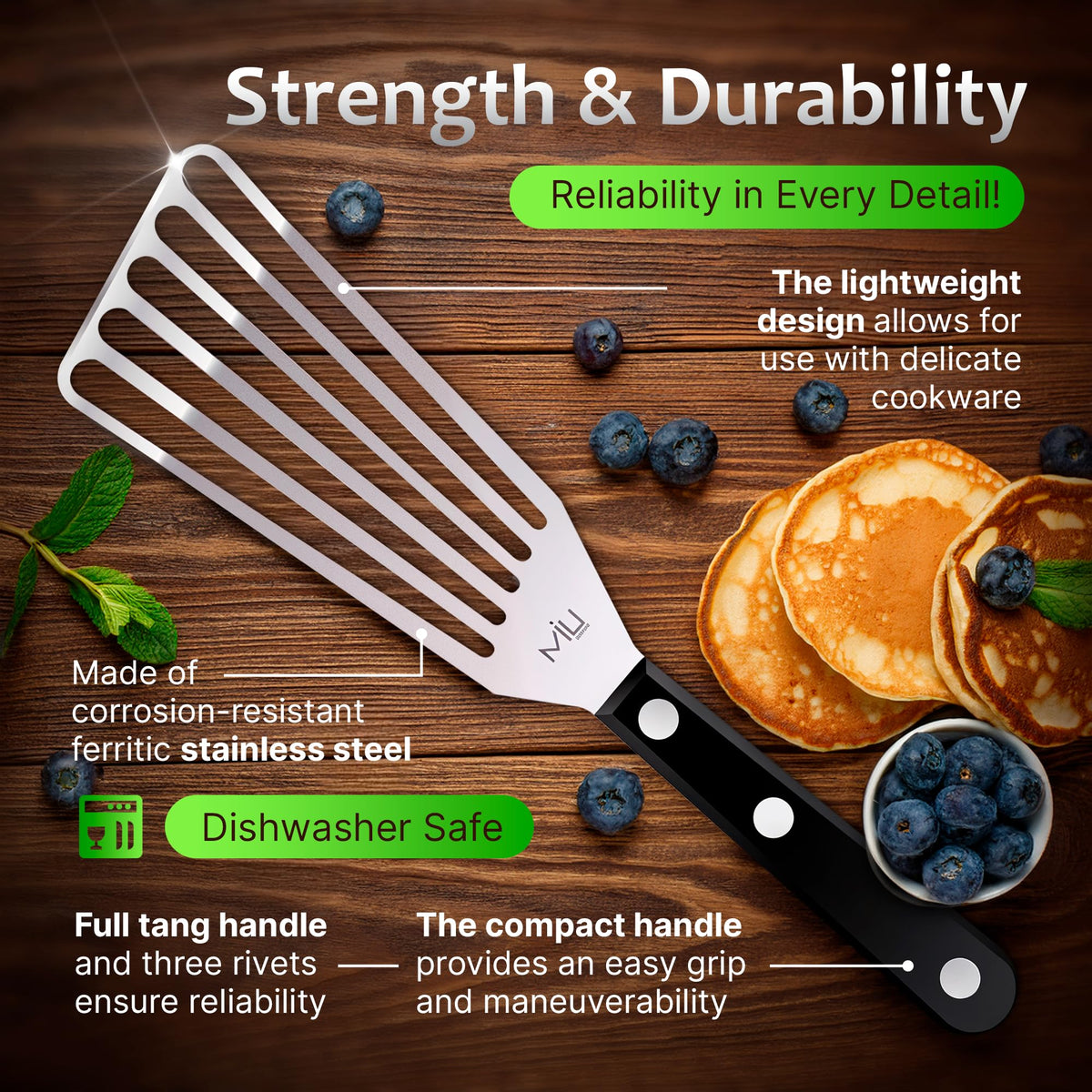 MIU France Fish Spatula slotted-turner for draining fats while grilling