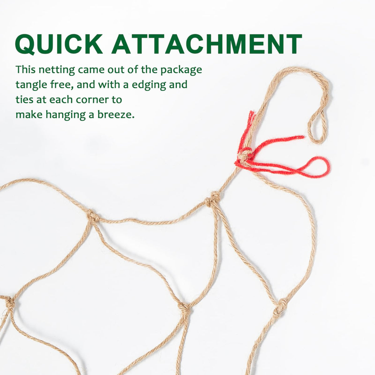 Miuezuth jute netting natural material closeup highlights handwoven fibers.