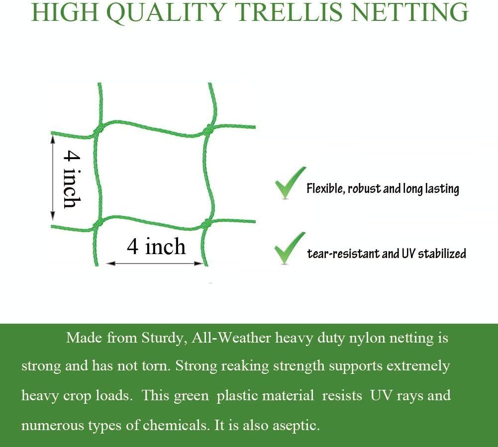Miuezuth Trellis Netting shown with 4x4 mesh close-up and material detail.