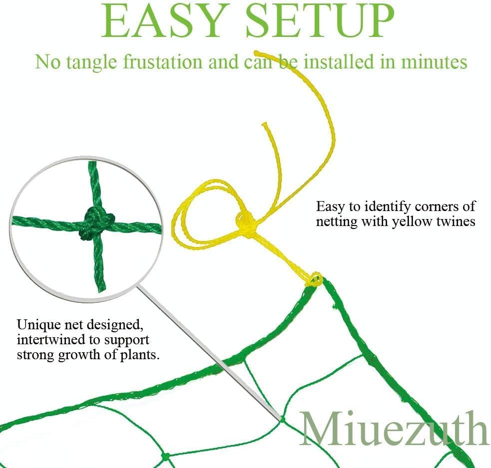Miuezuth Trellis Netting unrolling from a cardboard core in a garden setting.