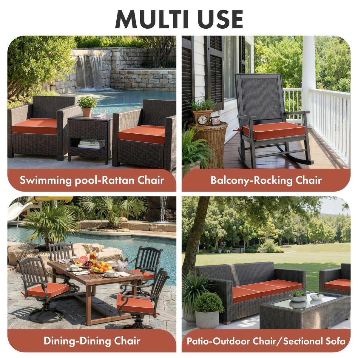 MIULEE 19x19-inch cushions sized for most outdoor chairs