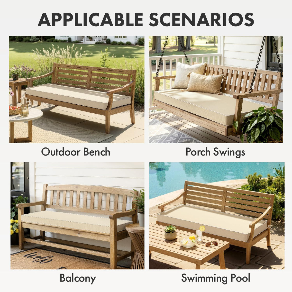 MIULEE adjustable ties keep cushions securely in place on swings.
