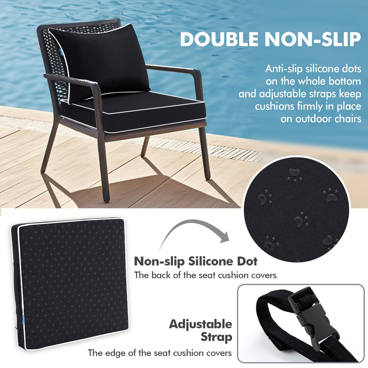 MIULEE back cushion with firmer 15D fiber provides steady support.