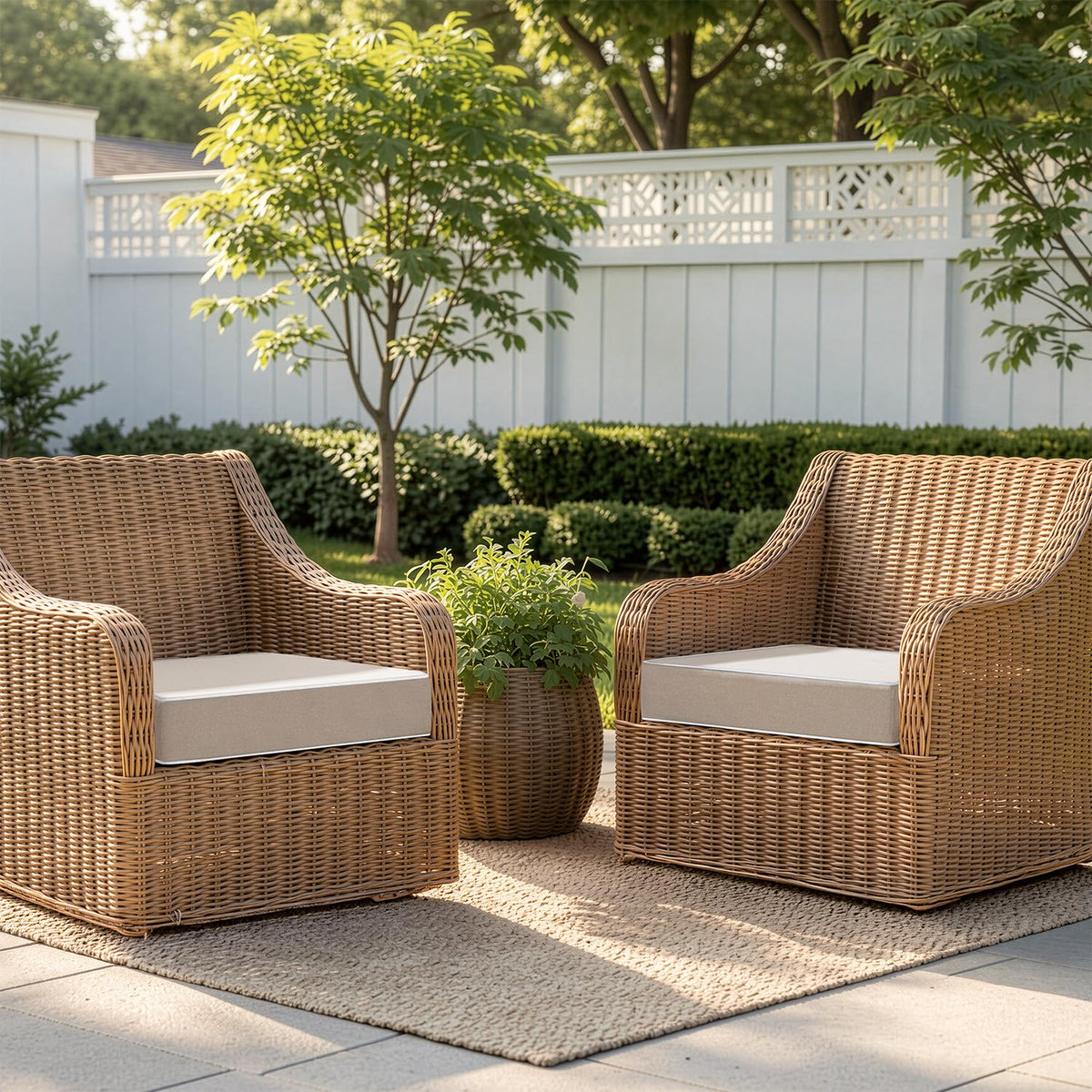 MIULEE beige outdoor chair cushion 19x19 with hidden zipper for easy cover removal.