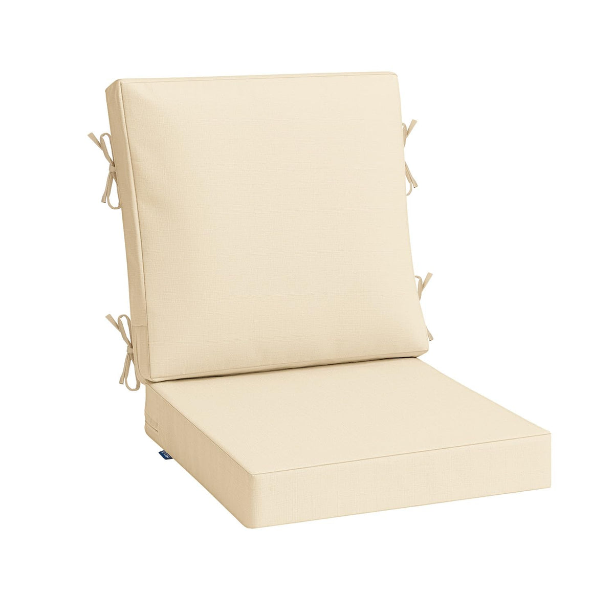 MIULEE beige outdoor dining seat cushion close-up highlighting durable color and water resistance for patios.