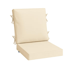 MIULEE beige outdoor dining seat cushion close-up highlighting durable color and water resistance for patios.