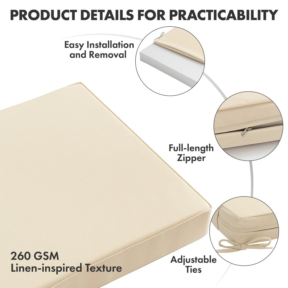 MIULEE beige outdoor cushion on dining chair demonstrates versatile outdoor seating.