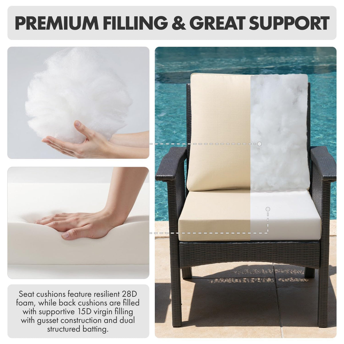 MIULEE cushion waterproof layer highlight outer DWR and inner TPU for spill protection.