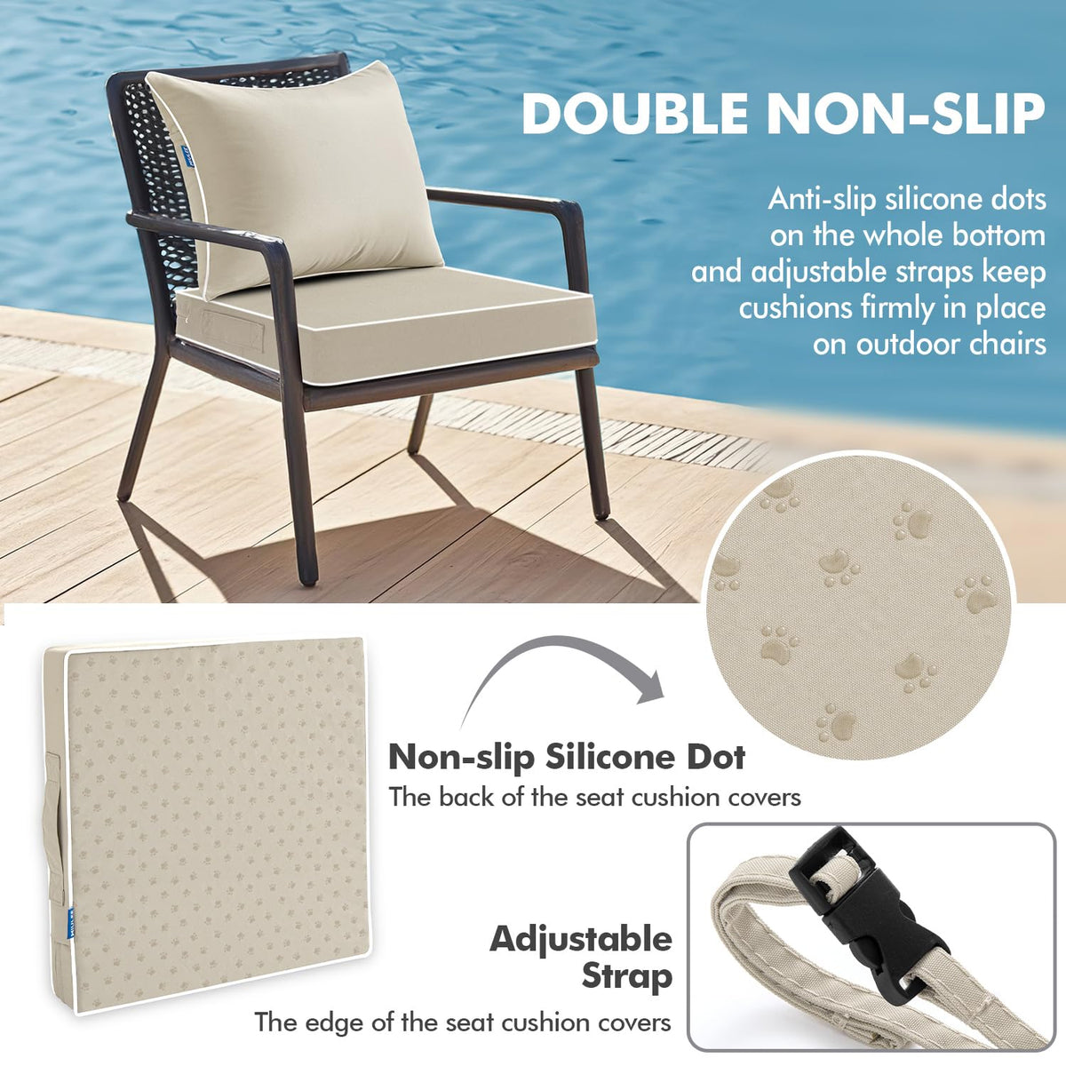 MIULEE seat cushion foam core 28D detail for long-lasting support.
