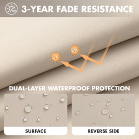 MIULEE beige cushion close-up highlights DWR coating for water resistance.